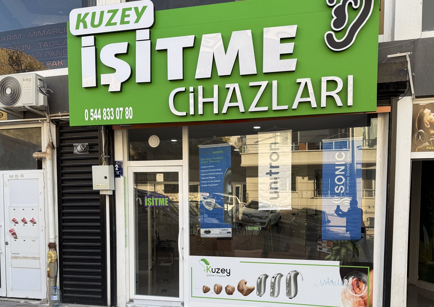 Kuzey İşitme Cihazları mağaza önü ve tabelası, Yeşilbayır Mah. Mamak/Ankara